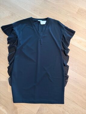 Suzy D Black V-Neck Ruffle Sleeve Dress